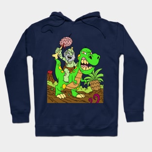 Zombie riding a dinosaur - Halloween Gift Hoodie